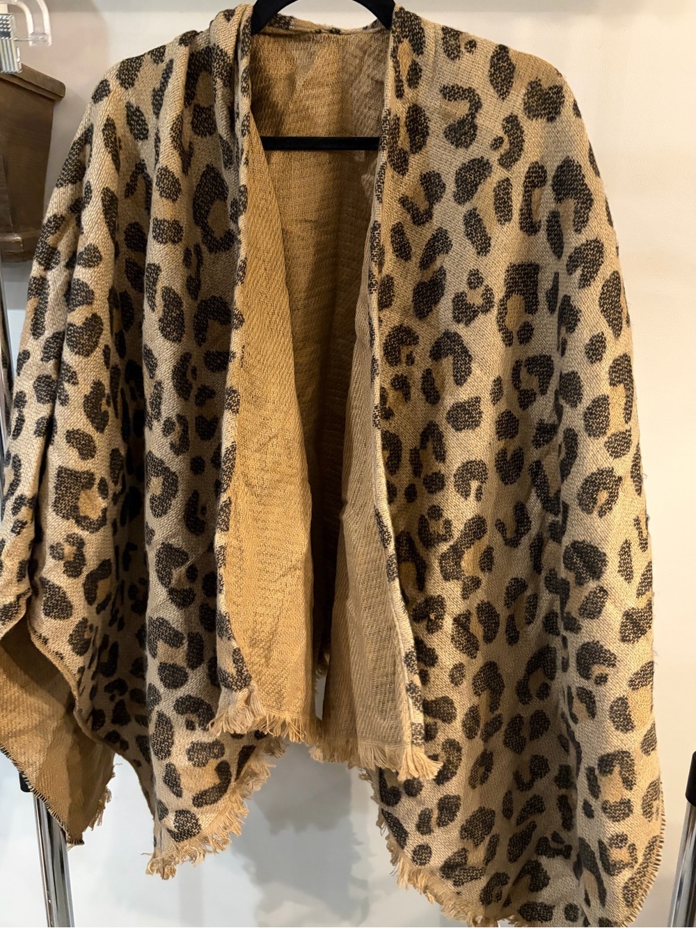 NWT ✨ Banana Republic Leopard Print Open-Front Wrap Cape - Tan/Black - one size